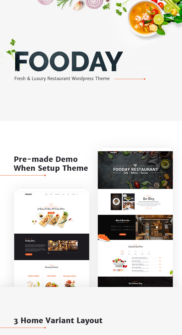 Fooday - Fresh & Luxury Restaurant, Coffee WordPress Theme - 1